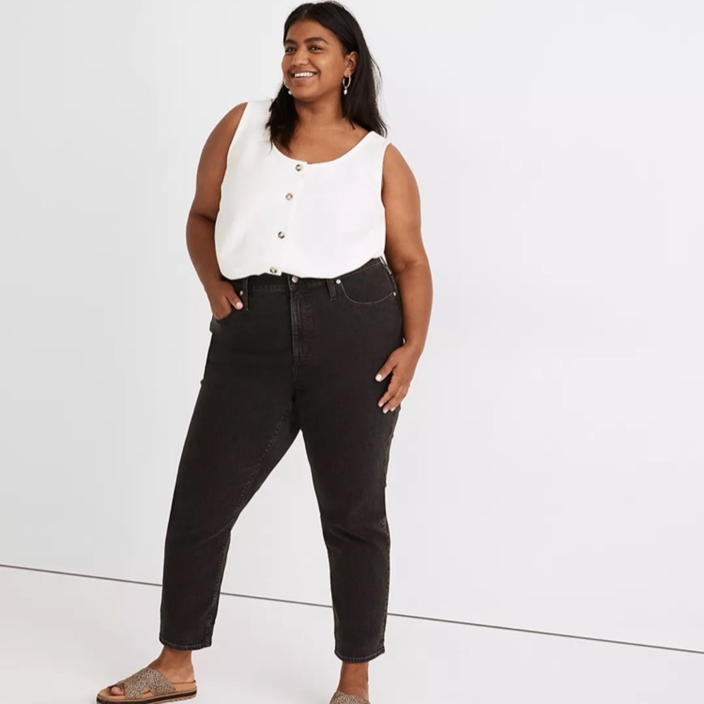 Madewell The Perfect Vintage Jean High Waisted Mom Black Plus Jeans, size 30w
